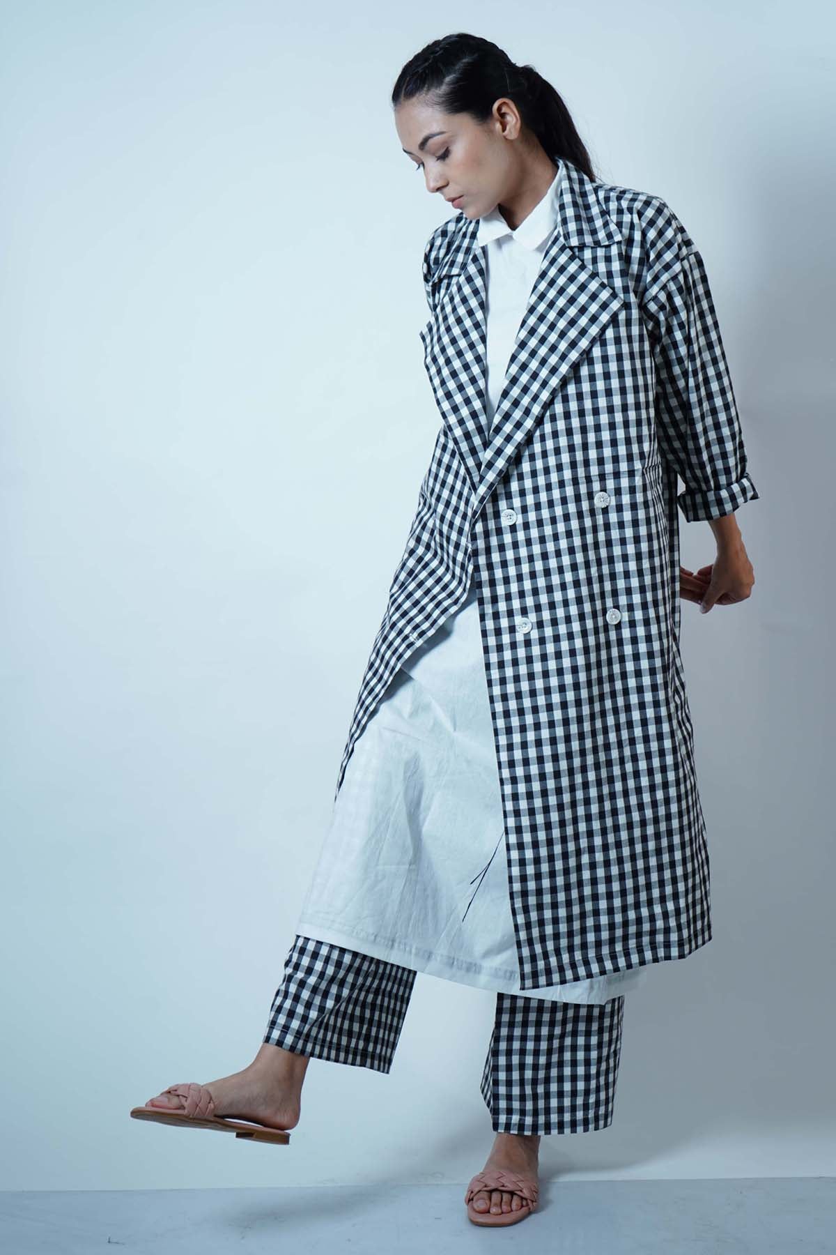 Buy Jaza Black Checks Overlay Co-ord Set For Women Available online at ScrollnShops